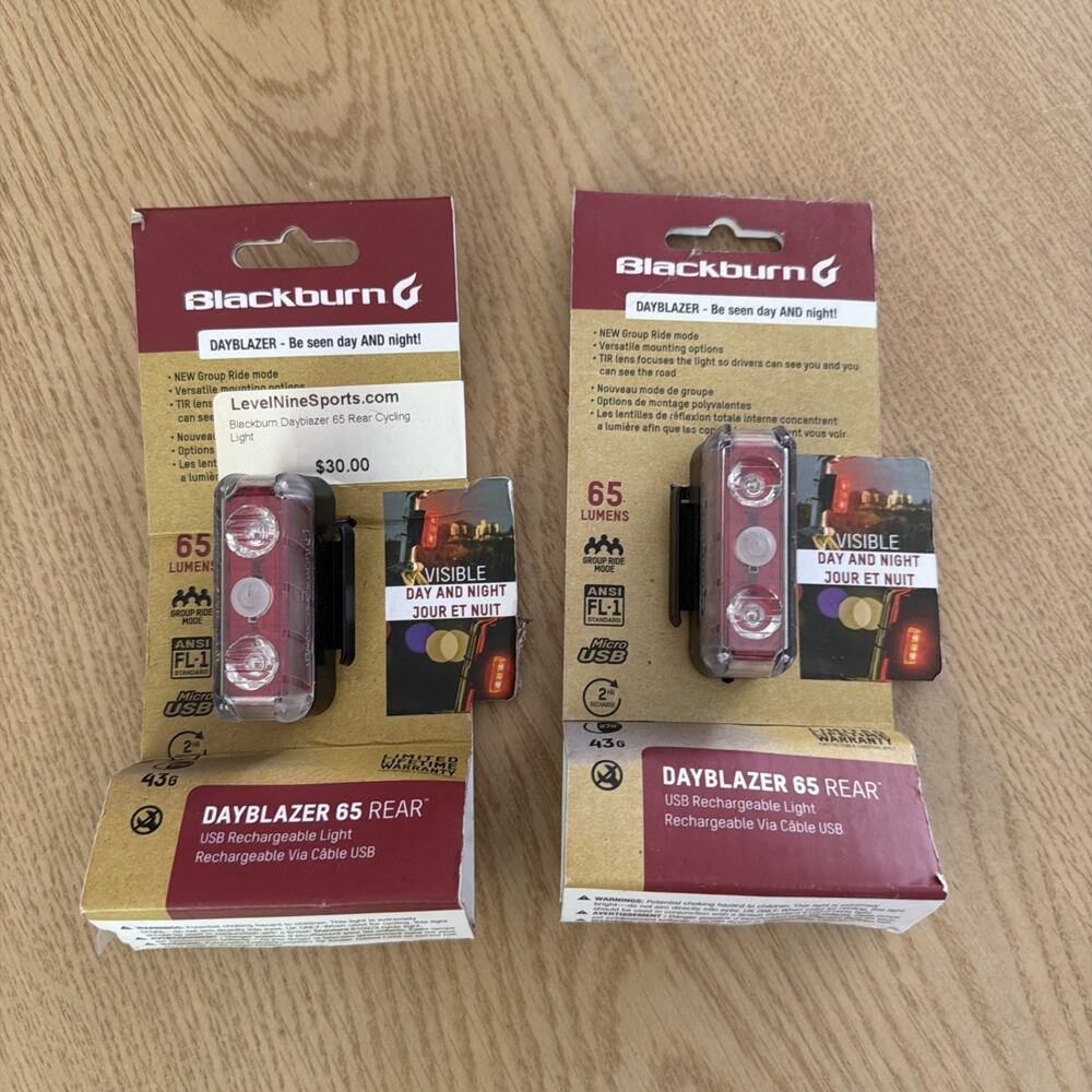 Blackburn Dayblazer 65 Rear Bike Tail Light USB Rechargeable Red LED - Set Of 2